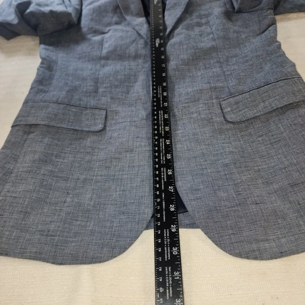 Perry Ellis Mens 38R Slim Fit Linen Cotton Blazer Blue Sport Coat PS45385